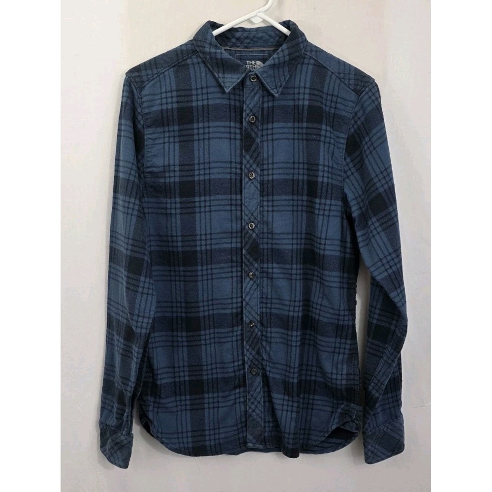 North Face Mens S Flannel Shirt  100% Cotton Heavyweight!  Blue/Black Plaid
